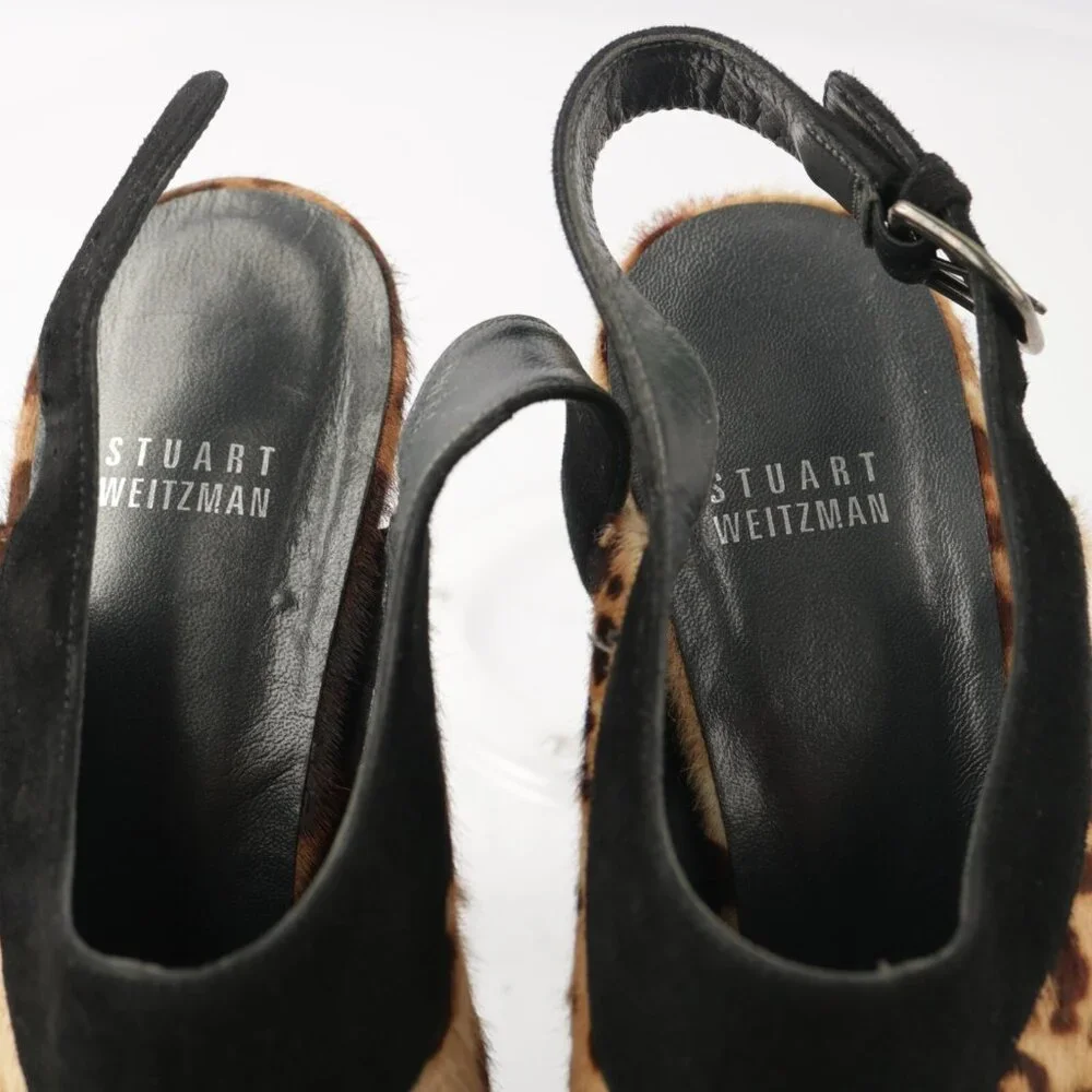 Stuart Weitzman Womens Pump Size‎ 10.5 Brown Calf Hair Slingback Platform Heel